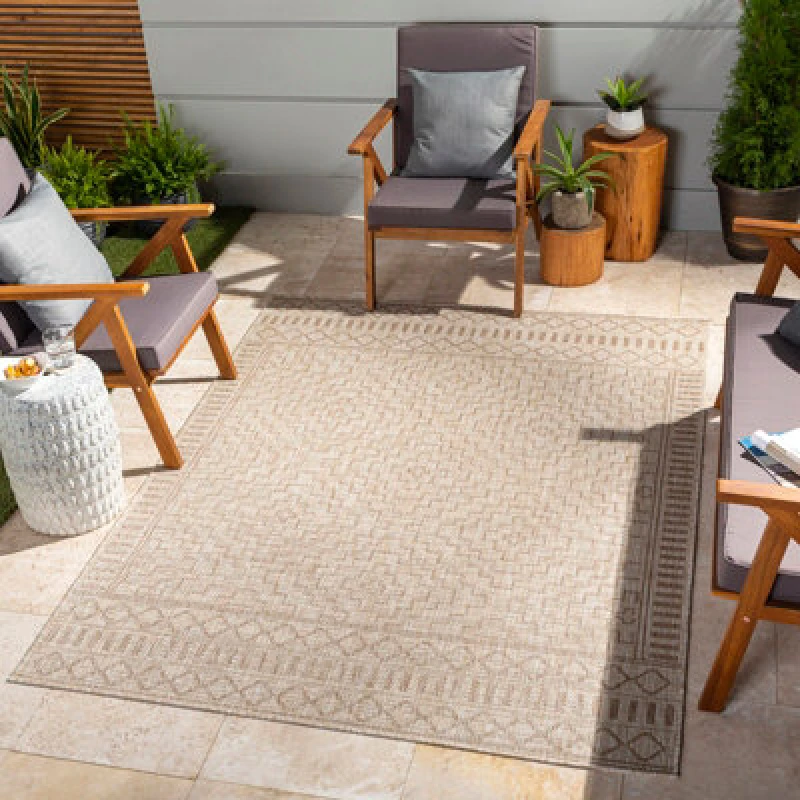 Image of Livabliss In- & Outdoor Global Jute-Look Beige Tricia Area Rug 160 X 213cm - Easy To Clean, Perfect For Balcony, Kitchen Or Dining Room
