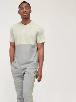 Image of adidas Colourblock T-Shirt - White/Grey/Green, White/Grey/Green, Size L, Men