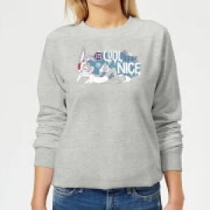 Image of Looney Tunes Its Cool To Be Nice Womens Christmas Sweatshirt - Grey - 3XL