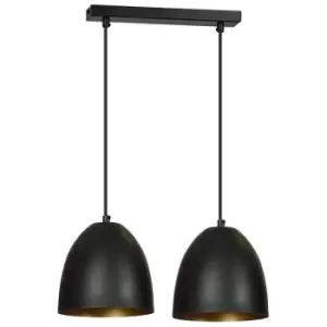 image of Emibig Lenox Black/Gold Bar Pendant Ceiling Light 2x E27