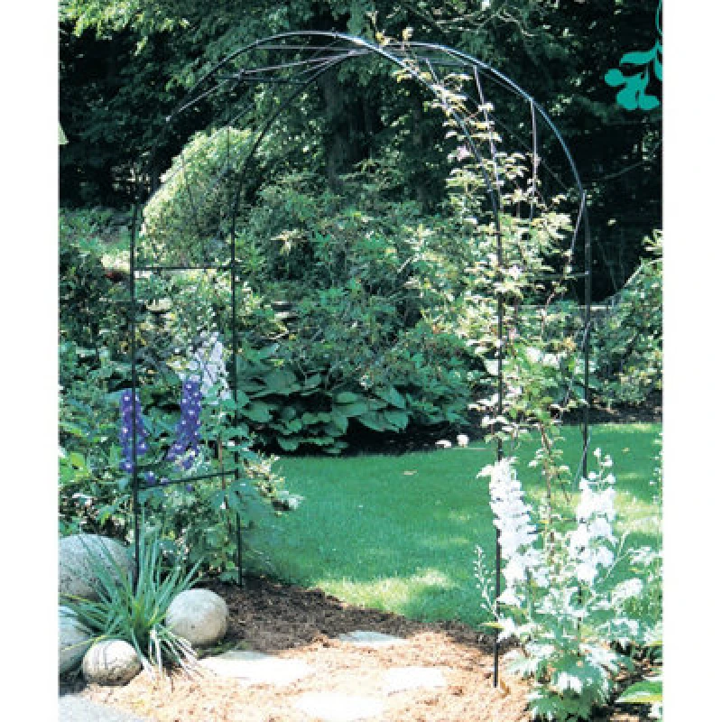 Image of Poppy Forge Oregon Arch Softstanding Garden Archway - Solid Steel - L53.3 X W152.4 X H213.4cm - Black