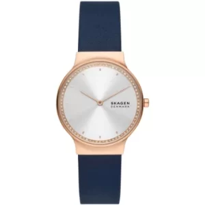 image of Ladies Skagen Freja Two-Hand Ocean Blue Leather Watch