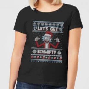 image of Rick and Morty Lets Get Schwifty Womens Christmas T-Shirt - Black