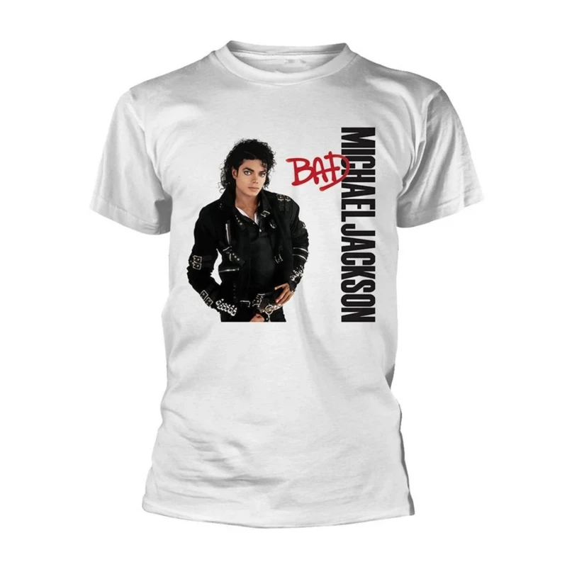 Image of Michael Jackson Michael Jackson Men Bad Cotton T-Shirt in White Size: Medium White M Male 5063300564769
