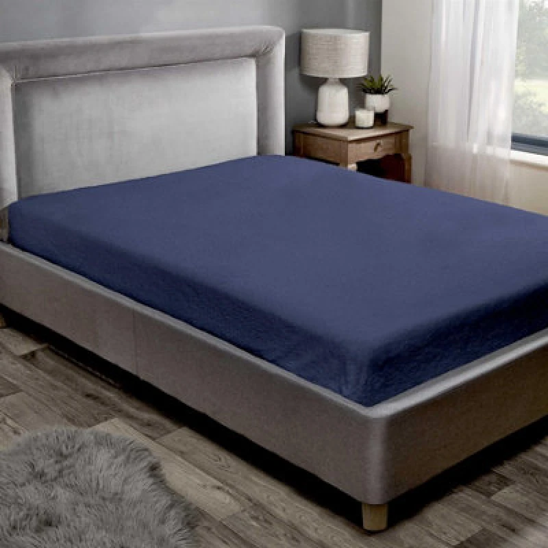 Image of Kampala Hill Teddy Fleece Fitted Sheet Sherpa Bed Sheets Navy