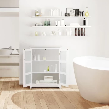 Image of Teamson Home Connor Floor Cabinet with 2 Glass Doors White ELG-580 - White