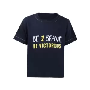Image of Little Knight Childrens/Kids Be Brave T-Shirt (11-12 Years) (Navy/Yellow)