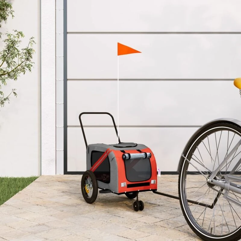 Image of vidaXL Pet Bike Trailer Orange and Black Oxford Fabric and Iron, Orange 93886