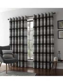 Image of Catherine Lansfield Powel Jacquard Stripe Eyelet Curtains