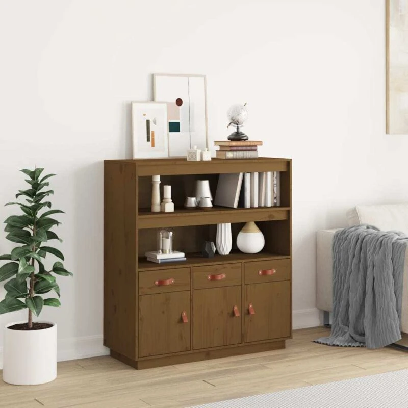 Image of Vidaxl Highboard Honey Brown 100X40X108.5cm Solid Wood Pine, Brown 820165