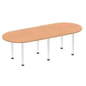 Image of Impulse 2400mm Boardroom Table Oak Top Chrome Post Leg