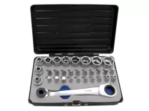 image of Laser Tools 6717 31pc Socket & Mixed Profile Bit Set 1/4"D in Metal Case