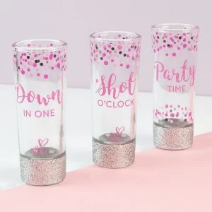 Image of Shot, Party, Down Girl Talk Set of 3 Shot Glasses