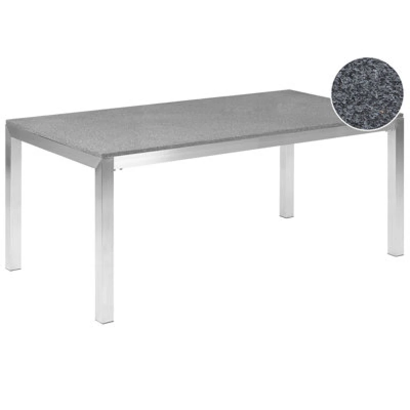 Image of Beliani Garden Dining Table Grosseto 180 Cm 90 Cm Polished Granite Grey