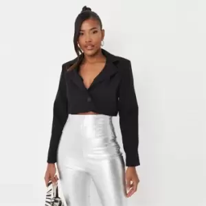 image of Missguided Cropped Blazer - Black