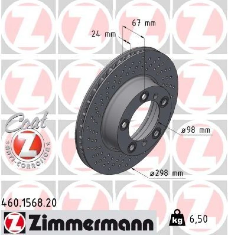Image of ZIMMERMANN Brake disc ZIMMERMANN 460.1568.20