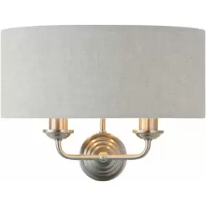 Image of Wall Light - Brushed Chrome Plate & Natural Linen - 2 x 40W E14 - Dimmable