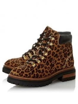 image of Dune London Panthers Material Interest Biker Boots - Animal Print