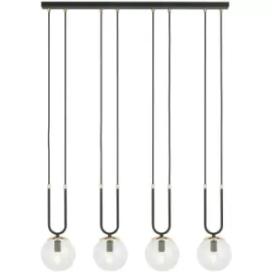 Image of Emibig Glam Black Globe Bar Pendant Ceiling Light with Clear Glass Shades, 4x E14