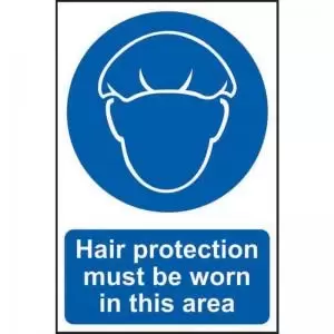 Image of ‘Hair Protection Must Be Worn’ Sign; Self-Adhesive