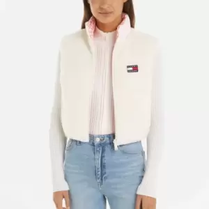 Image of Tommy Jeans Reversible Printed Cropped Fleece Vest - S