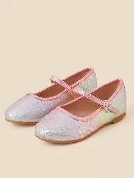 Image of Accessorize Girls Ombre Rainbow Ballerina Shoes - Multi, Size 10 Younger