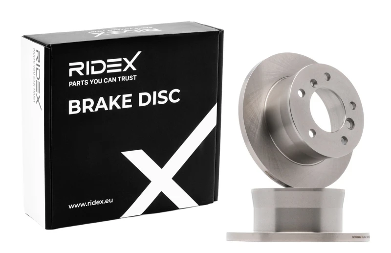 Image of RIDEX 82B0254 Brake disc Rear Axle, solid, Cast Iron, Uncoated, Untreated, without bolts/screws Cast Iron Brake Disc (82)