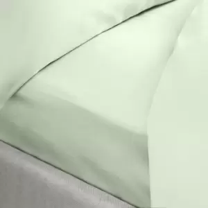 Image of 100% Cotton Sateen 400 Thread Count 14" Extra Deep Fitted Sheet, Green, King - Bianca