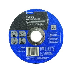 image of Wickes Metal Flat Cutting Disc 115mm - Pack of 3