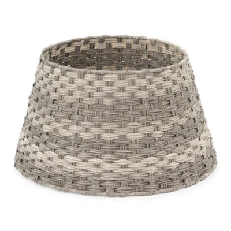 Image of Christmas Village Rattan Effect Round Christmas Tree Skirt Grey