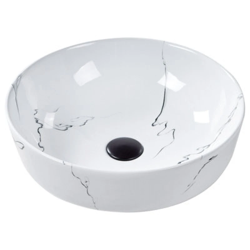Image of Beliani Countertop Basin Hopi 420 mm Ceramic White Marble