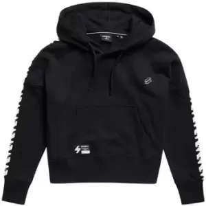 image of Superdry Tape Crop Hoodie - Black