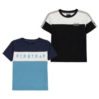 image of Firetrap 2 Pack Short Sleeve Tee Junior Boys - Colourblock