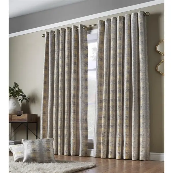 Image of Other Reflections Multi Yarn Lined Ring Top Curtains - Yellow 66x72 Inch