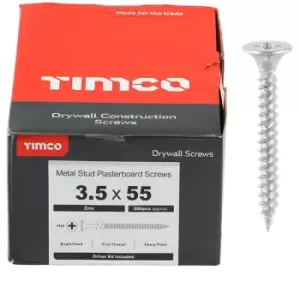 image of Silver Drywall Bugle Head Screws (Fine Thread) - 3.5 x 55 (500 pack) - Timco