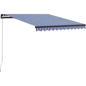 Image of Vidaxl - Manual Retractable Awning 350x250cm Blue and White Blue