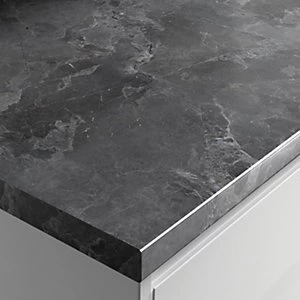 Image of Wickes Gloss Laminate Worktop Grey Marble 3000 x 600 x 38mm