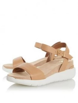 image of Dune London Dune London Kyoto White Outsole Flatform Low Wedge Sandal, Caramel Leather, Size 5, Women