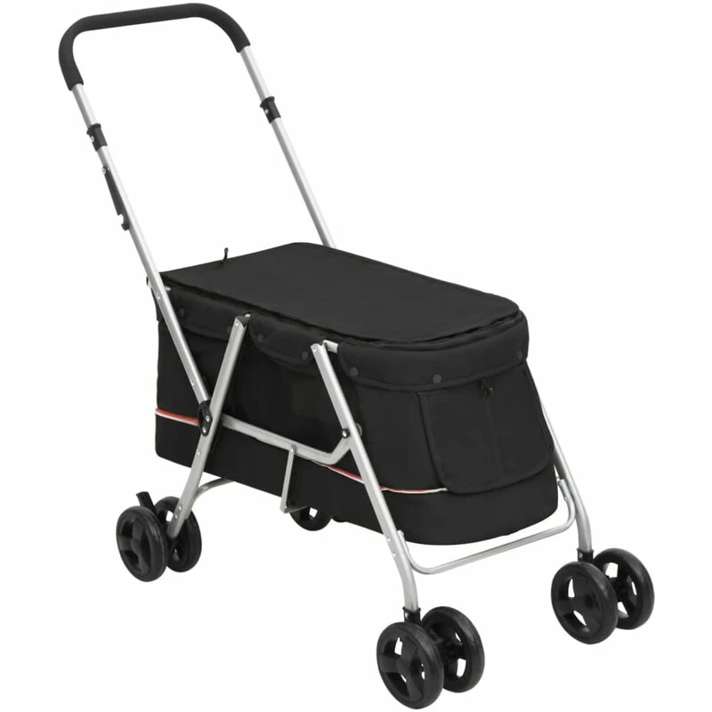 Image of VIDAXL Folding Dog Stroller Black 100x49x96cm Linen Fabric vidaXL 8720845735241