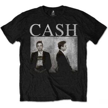 Image of Johnny Cash - Mug Shot Unisex Large T-Shirt - Black