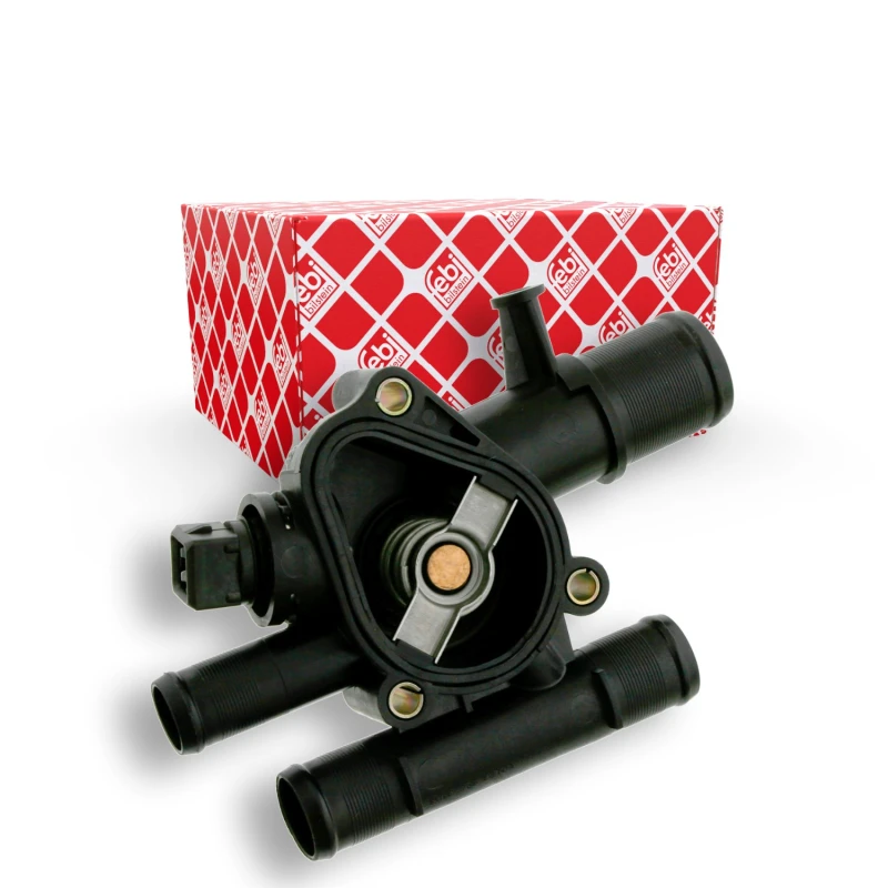 Image of FEBI BILSTEIN 24158 Engine thermostat Opening Temperature: 89°C, with gasket/seal, with housing Plastic Thermostat,coolant (316)
