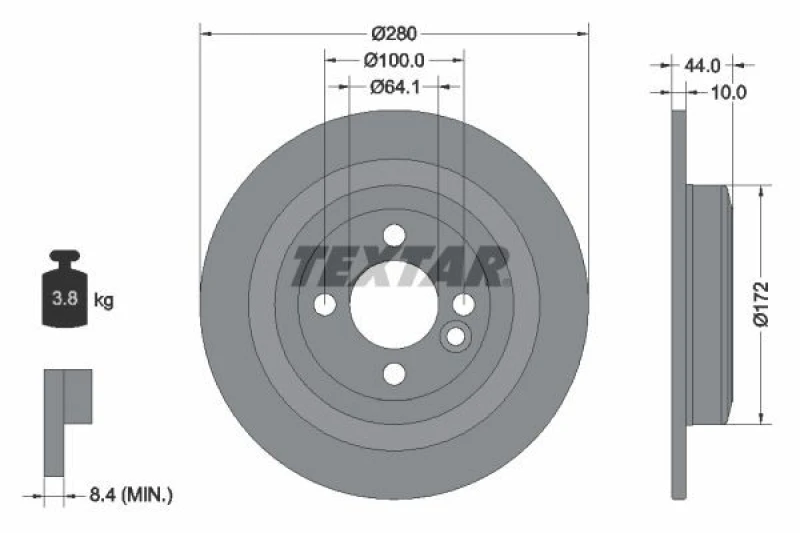 Image of Brake disc TEXTAR 92234003