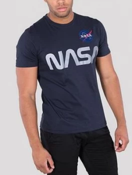 image of Alpha Industries NASA Reflective T-Shirt - Black, Navy, Size XL, Men