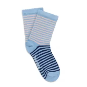 image of Timberland Womens/Ladies Striped Ankle Socks (2 Pairs) (L) (Blue)