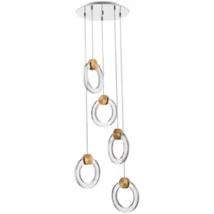 image of Spring Lighting - Spring Contemporary LED Cluster Pendant Ceiling 5 Light Gold, Glass 3000K