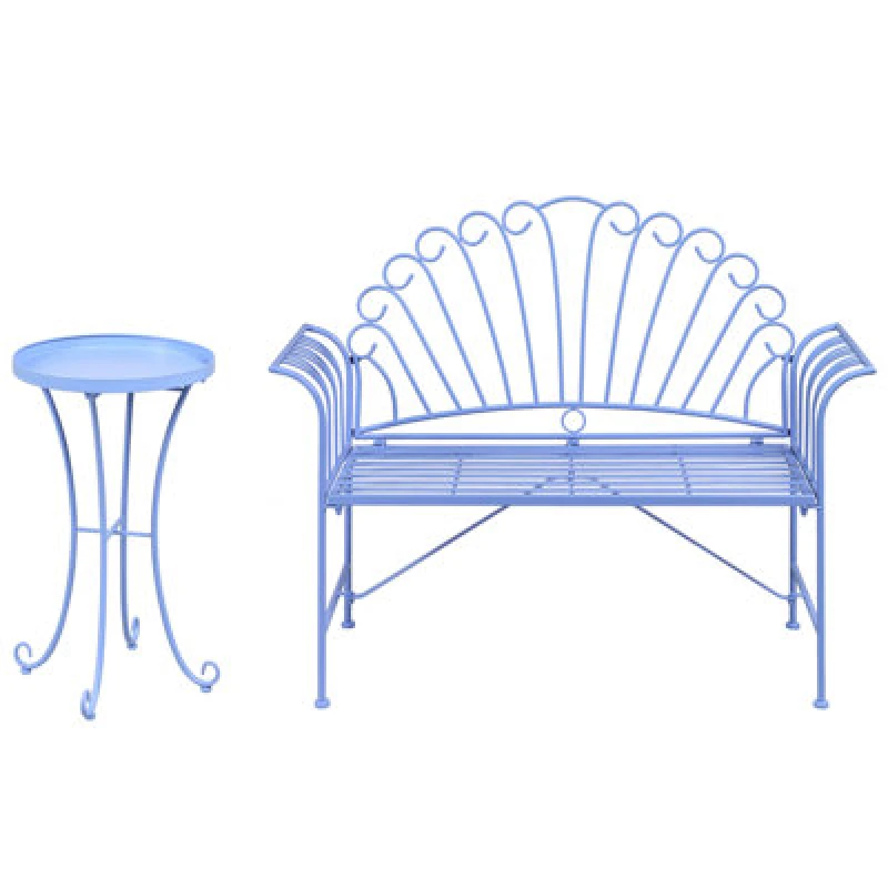 Image of Beliani Bistro Set Cavinia Metal Light Blue