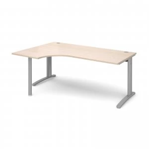 image of TR10 Left Hand Ergonomic Desk 1800mm - Silver Frame maple Top