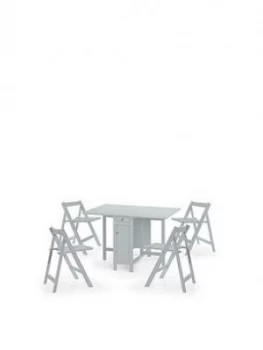 Julian Bowen Savoy 120 Cm Space Saver Dining Table + 4 Chairs - Grey