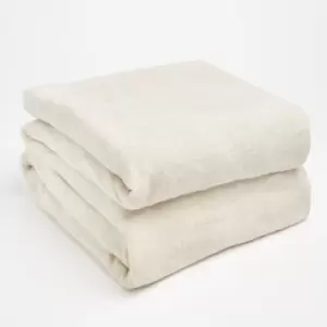 Image of Highams Soft Knitted Fleece Throw Over Blanket Bedspread Cream 150 X 200Cm