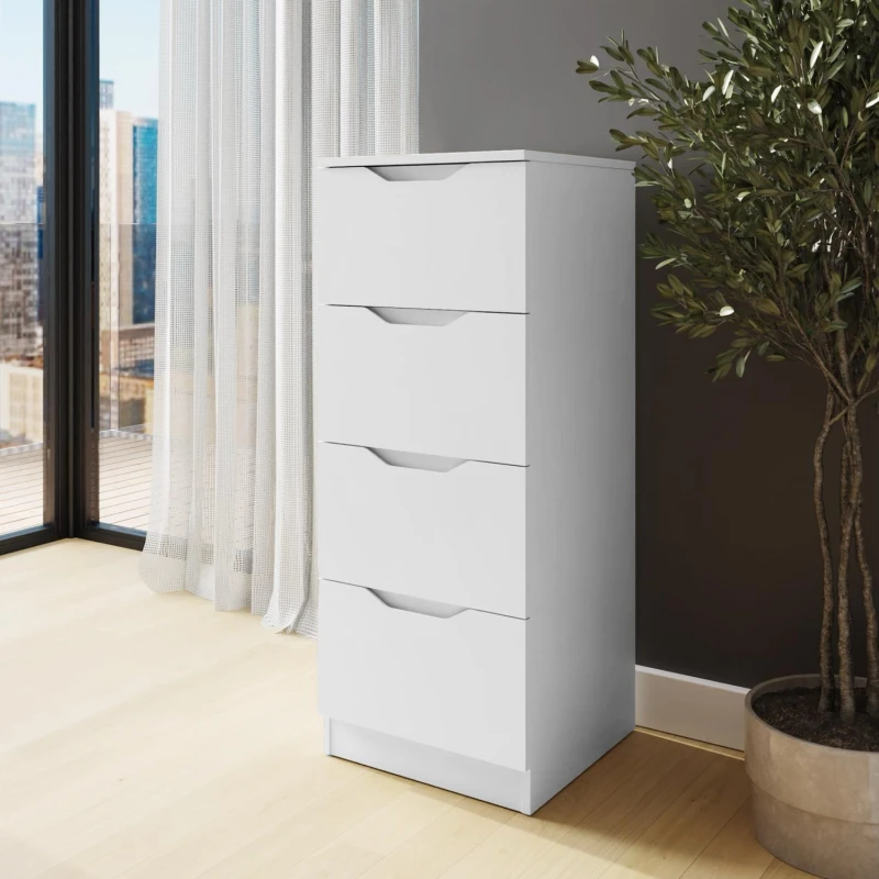 Image of FWStyle FWStyle Luno White 4 Drawer Modern Chest Of Drawers White One Size Unisex 5056413129536